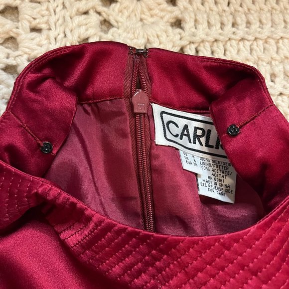 Carlisle Deep Red 100% Silk Halter Neck Blouse with Side Covered Buttons Size 6 - Picture 10 of 10